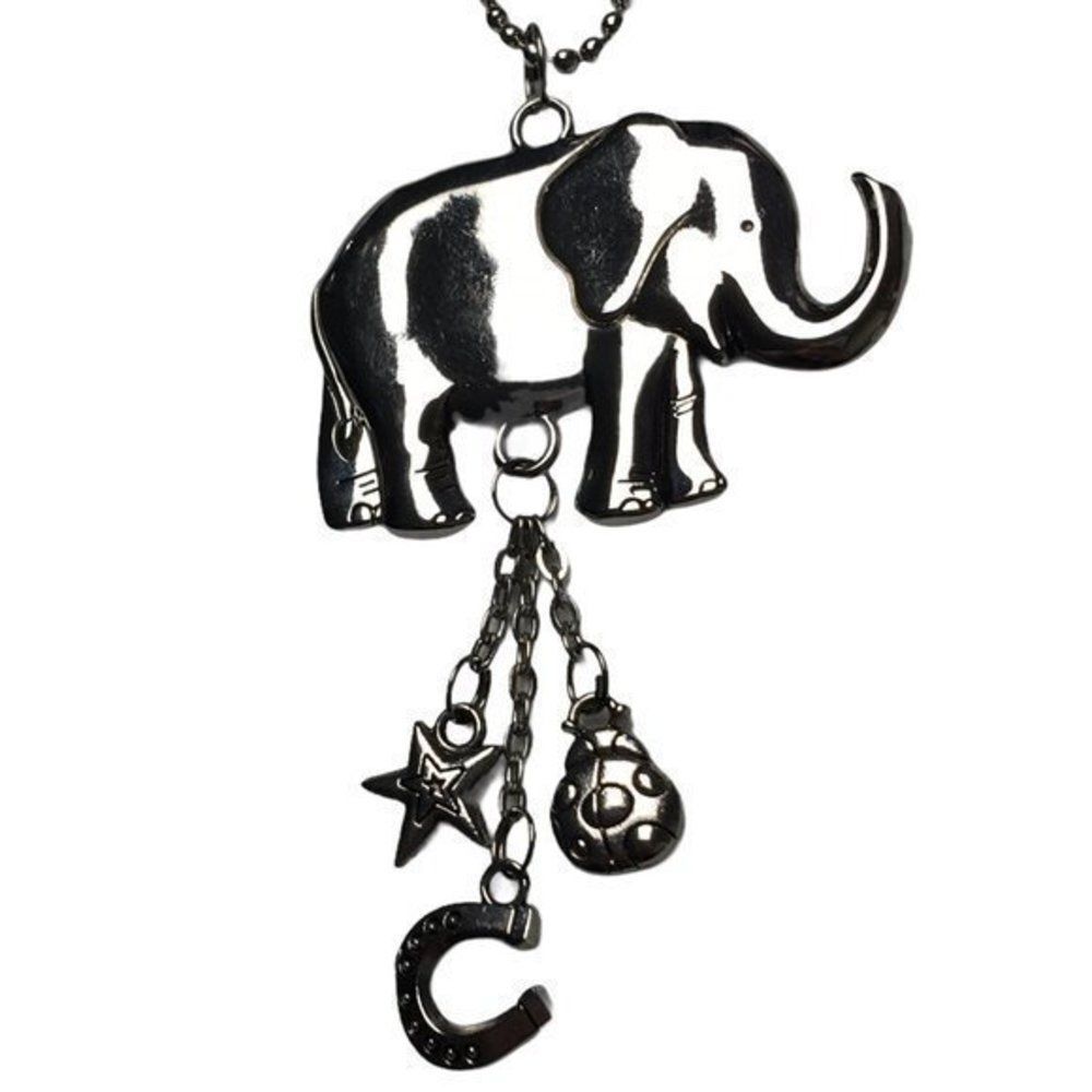 Silver Tone Lucky Elephant Handbag Luggage Tag Luck Charms